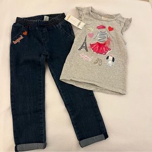 Gymboree 2 pc Eiffel Flowers Paris Set